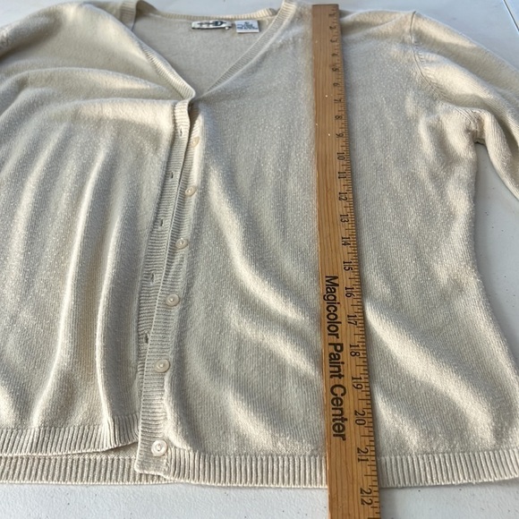 Paul Harris Design acrylic cream button down v-neck cardigan large - Picture 4 of 5